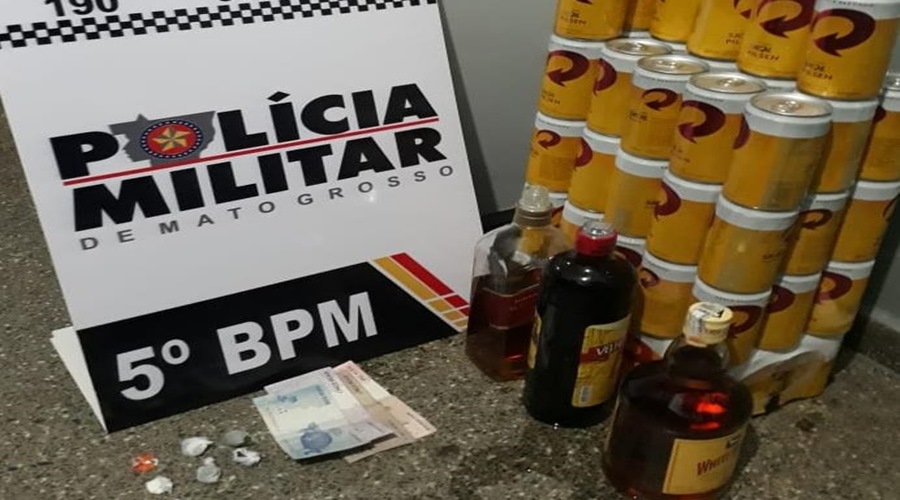 Polícia Militar é acionada para conter festa e encontra bebida alcoólica e droga com frequentadores em Rondonópolis 1