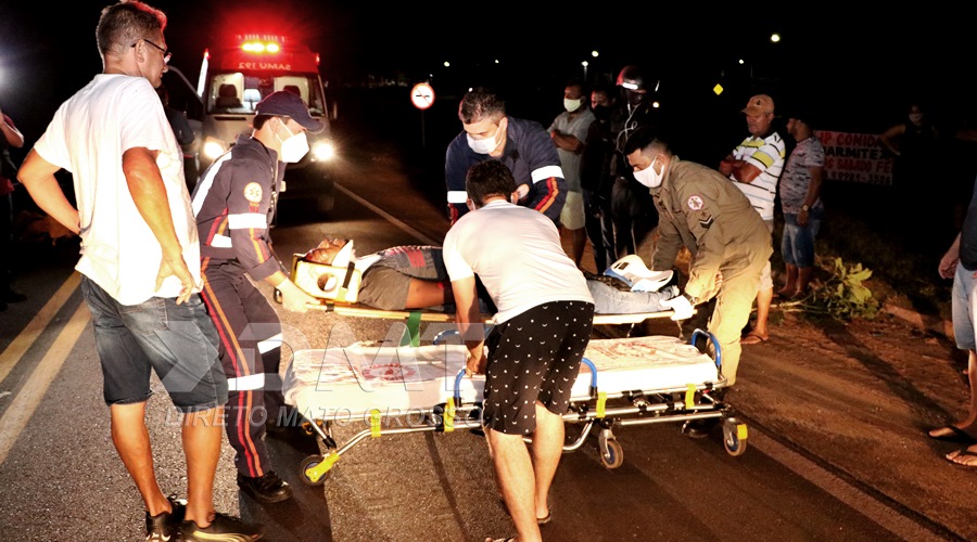 Condutor perde o controle de motocicleta no Anel Viário em Rondonópolis bate a cabeça no asfalto e é socorrido em estado grave 1