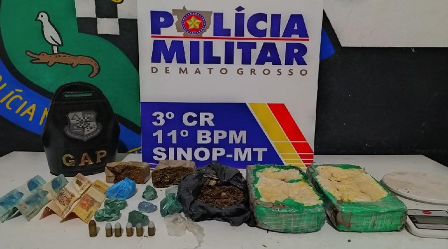 PM de Sinop prende dupla em flagrante por tráfico e os indivíduos entregam que droga apreendida é de organização criminosa 1