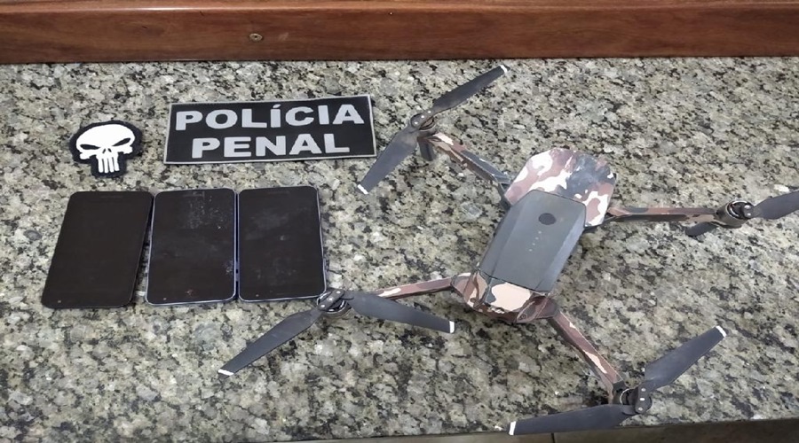 Policiais penais apreendem drone e celulares na Penitenciária Mata Grande 1