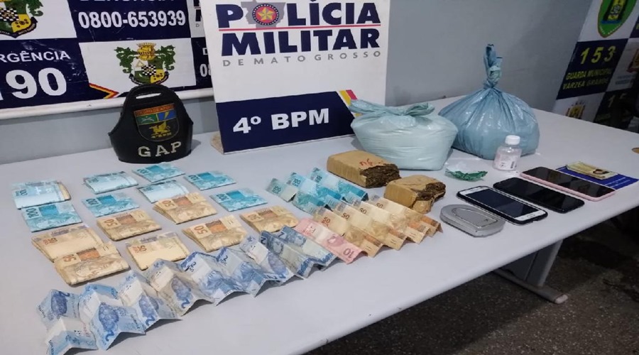 PM prende dupla e apreende R$ 15 mil e droga em bairro de Várzea Grande 1