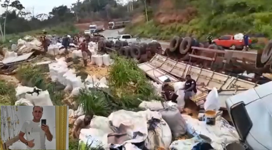 Caminhoneiro de MT morre em acidente no Pará e a carga é saqueada com o corpo ainda no local 1