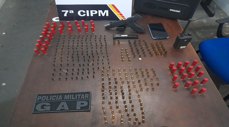 PM de Jaciara prende individuo com pistola e quase 400 munições 1