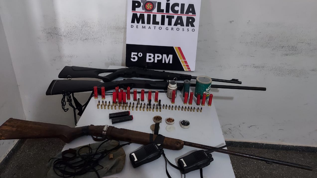 Em abordagem, policiais encontram armas de fogo e munições em Guiratinga 1