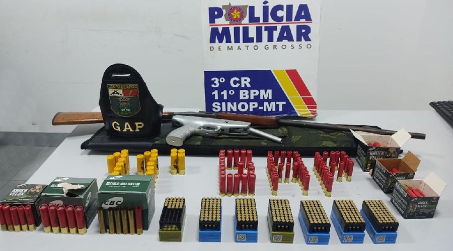 GAp encontra espingarda, arma de pressão e 480 munições em bar de Sinop 1