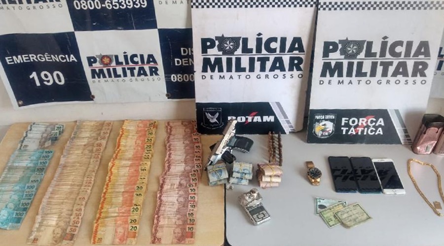 Rotam flagra adolescente e dois suspeitos com arma, drogas e R$ 13 mil em Cuiabá 1