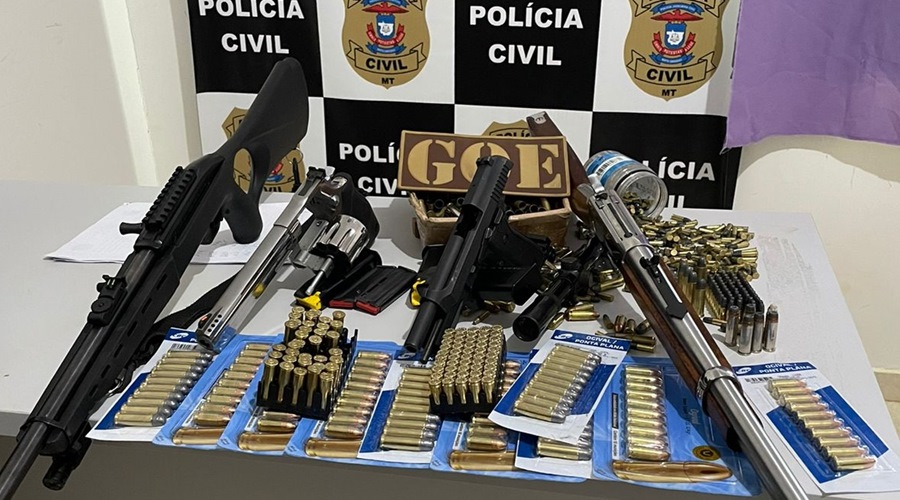 Homem é preso com centenas de munições e armas de fogo no interior de MT 1