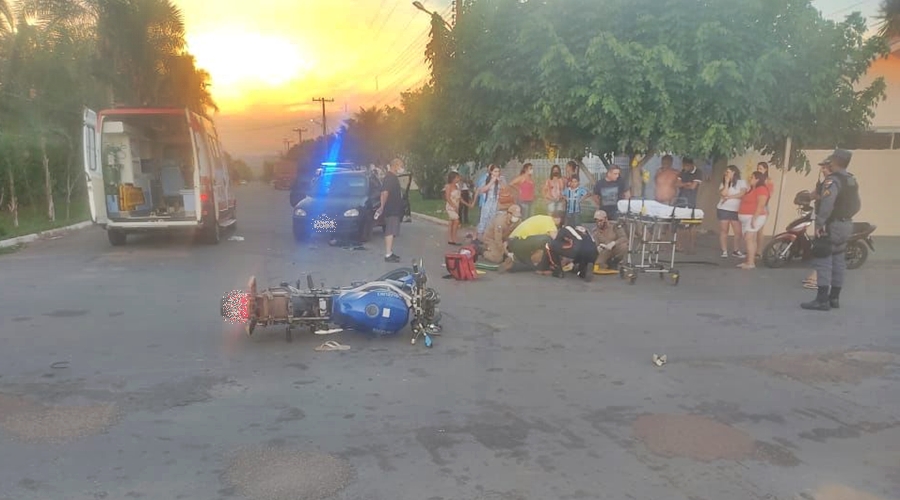 Colisão entre moto e carro no centro de Jaciara deixa motociclista em estado grave 1