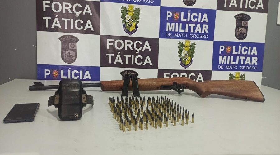 PM prende bandido foragido da justiça em posse de arma de fogo na MT 270 entrada de São José do Povo 1