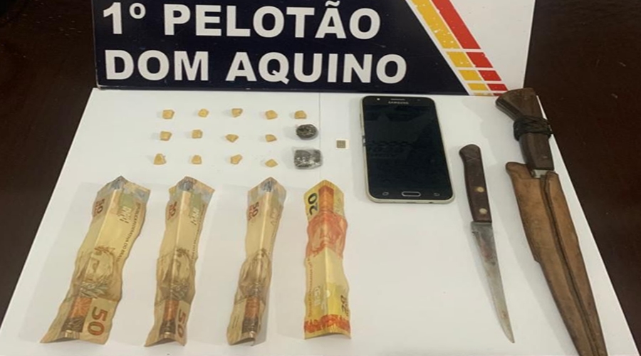 Por envolvimento no tráfico de drogas PM apreende dois menores e prende um indivíduo em Dom Aquino 1