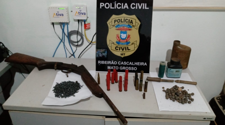 Restos de animal furtado de fazenda é encontrado pela PC e suspeito é preso com armas e munições 1