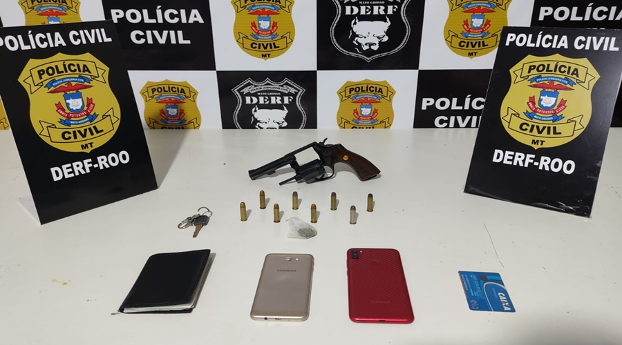 Homem com várias passagens e mandado de prisão em aberto é preso pela Derf portando arma de fogo 1