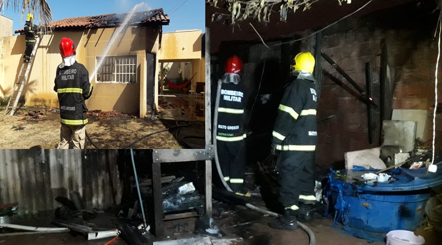 Duas residências ficam destruídas pelo fogo em Rondonópolis nesta quarta-feira 1