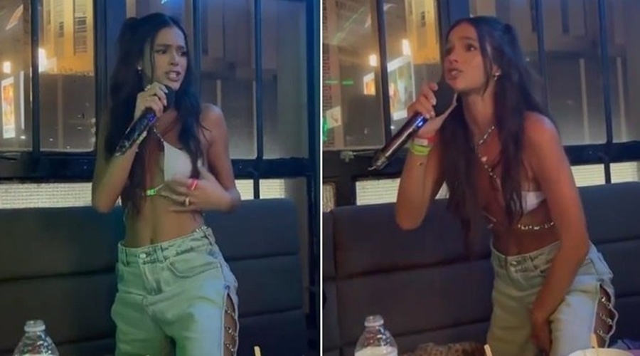 Bruna Marquezine canta música de Justin Bieber e Big Sean em karaokê na festa de Rosalía: 'Ela é cantora' 1