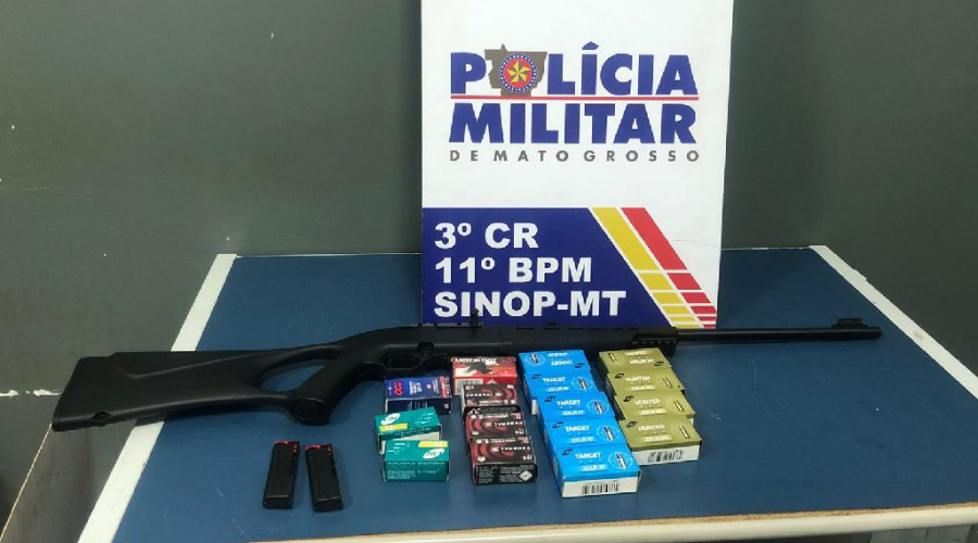 Suspeito de violência doméstica é preso pela PM com rifle e 771 munições em Sinop 1