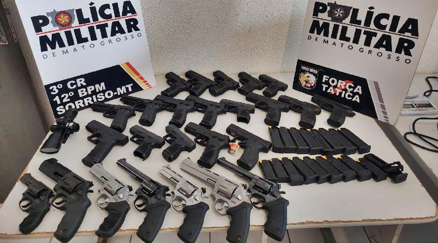 PM recupera 25 armas furtadas de comércio e prende três pessoas em Sorriso 1