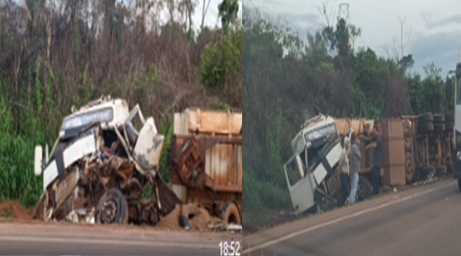 Colisão frontal entre duas carretas na BR 163 deixa dois motoristas feridos, um ficou em estado grave 1