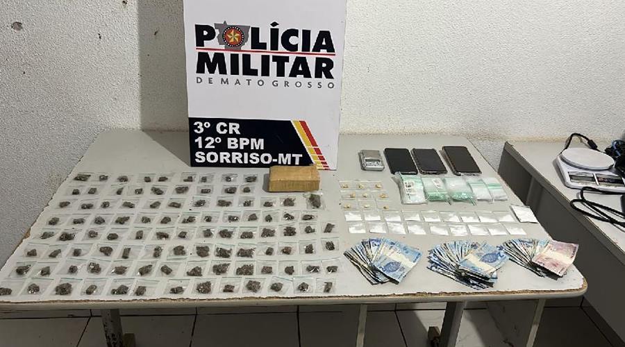 PM prende três pessoas e apreende 126 porções de drogas em Sorriso 1