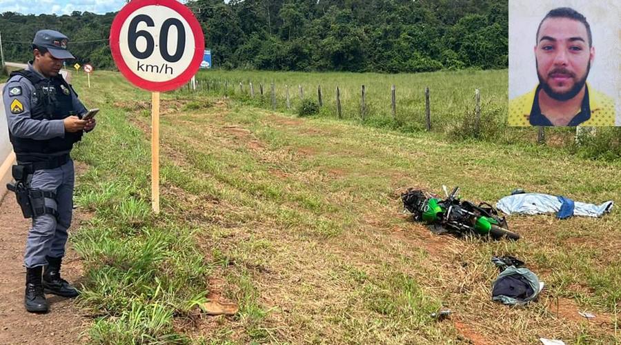 Homem morre após perder o controle de moto de alta cilindrada e sair da pista em MT 1