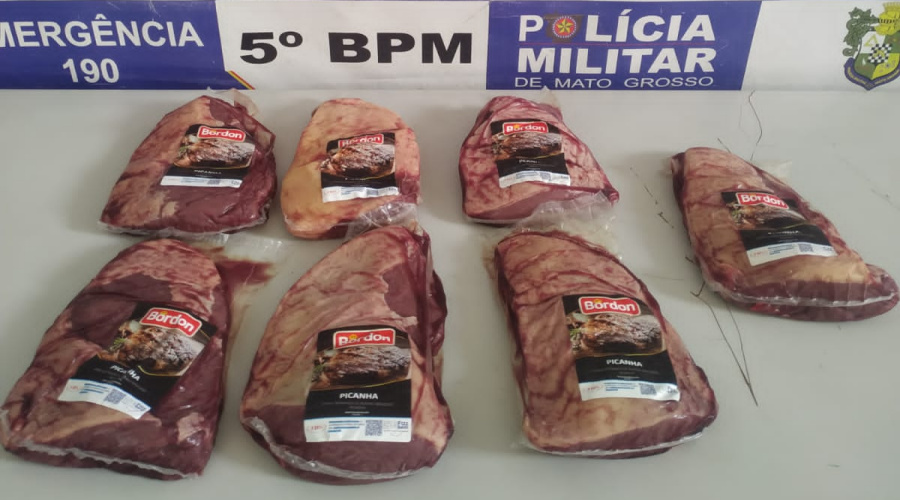 CHURRASCO INTERROMPIDO: Dois homens foram presos pela PM suspeitos de furtarem cortes de picanha de supermercado 1