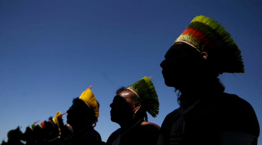 Indígenas protestam em Brasília contra marco temporal 1