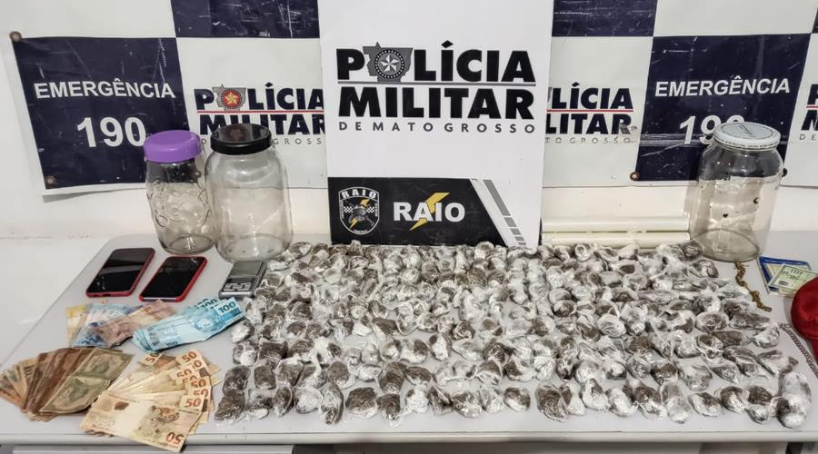 Companhia Raio da PM prende homem com 200 porções de maconha em Cuiabá 1