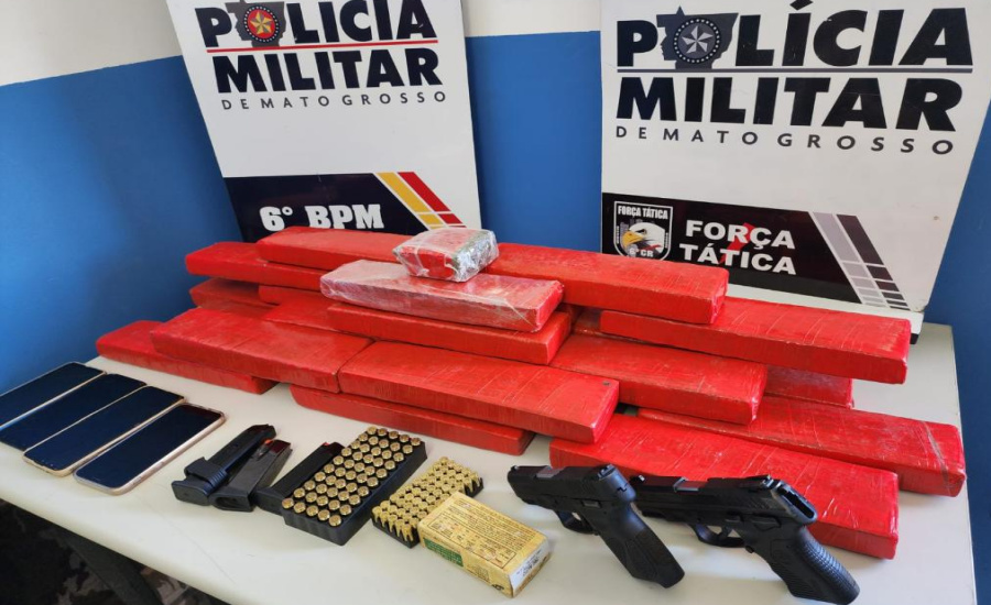 Polícia Militar prende seis pessoas e apreende 22 tabletes de maconha e armas de fogo em Cáceres 1