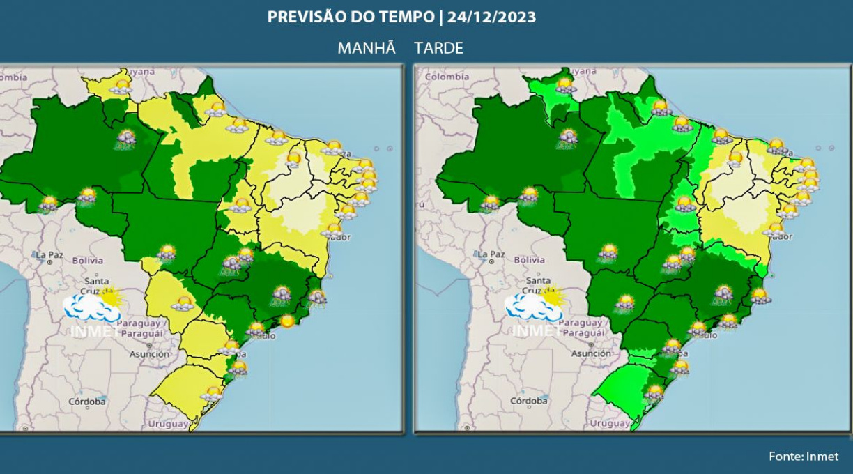 Noite de Natal pode ser chuvosa na maior parte do país 1