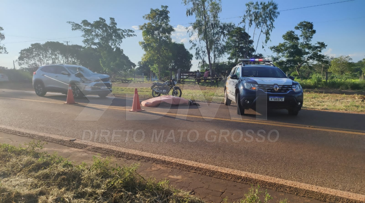 Colisão entre moto e carro na MT 270 deixa homem de 57 anos morto 1