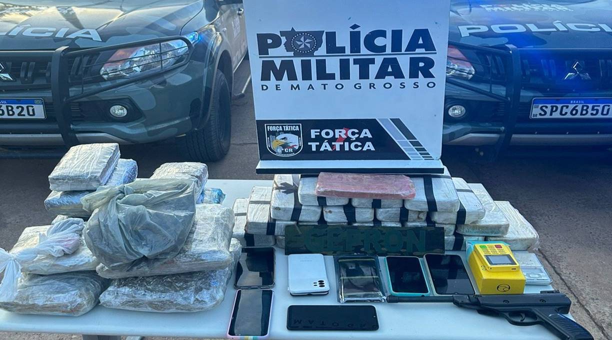 Força Tática e Gefron prendem dupla e apreendem adolescente com 27 quilos de drogas em Cáceres 1