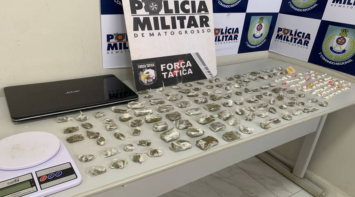 Força Tática prende homem com 180 porções de maconha e pasta base em Cuiabá 1