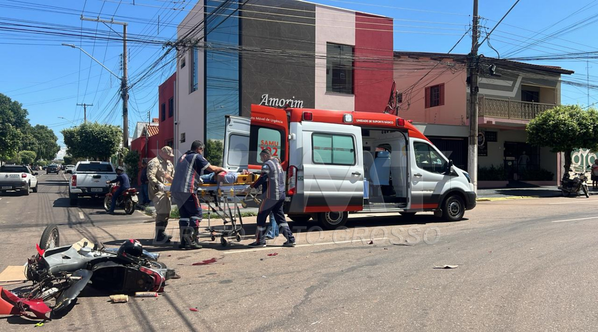 Colisão entre moto e Fiorino deixa homem de 51 anos gravemente ferido no centro de Rondonópolis 1