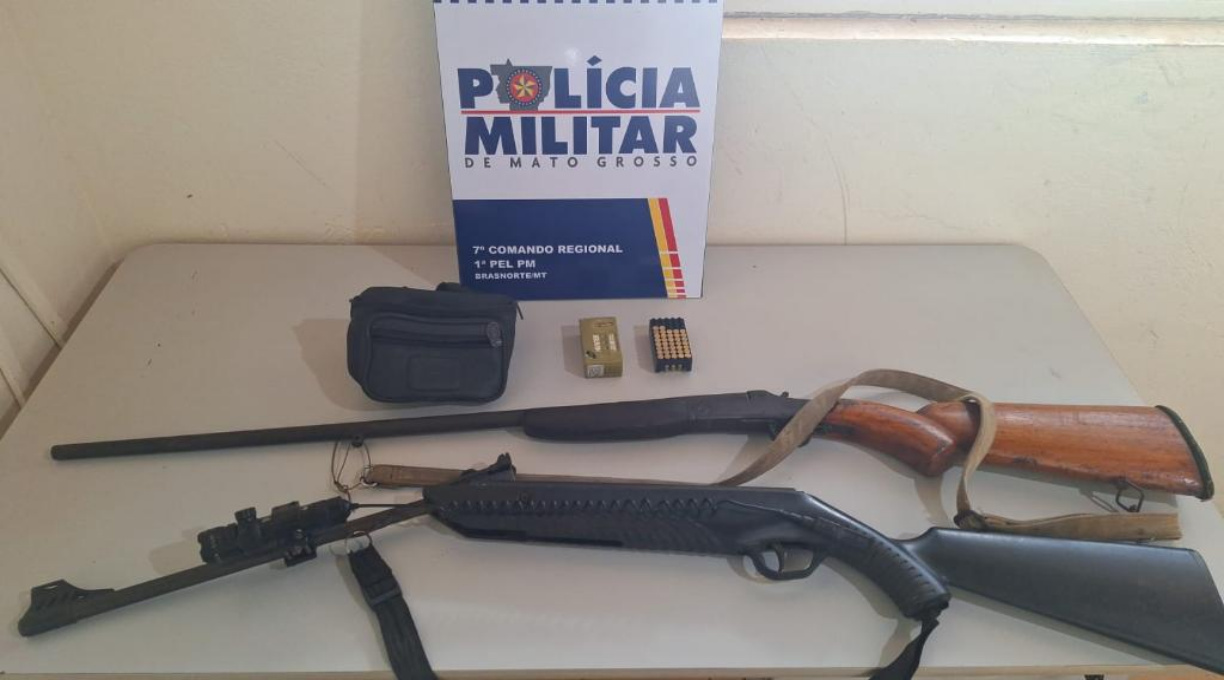 Polícia Militar apreende armas de fogo e prende dois homens em Brasnorte 1