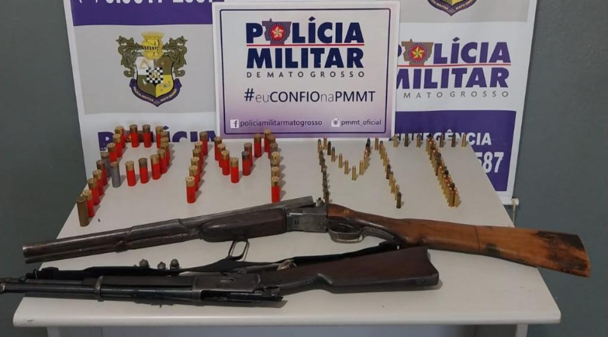 Dupla é presa pela Polícia Militar com espingardas e munições sem registro em Guiratinga 1