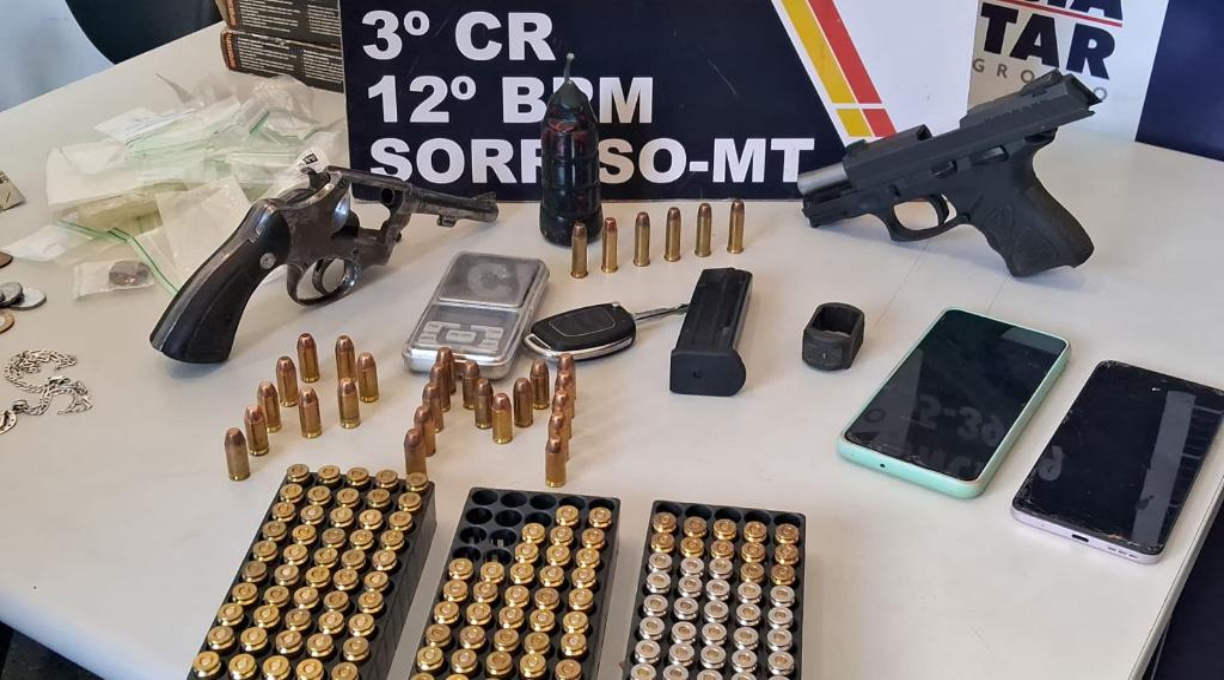 Integrante de facção é preso pela PM com armas, munições e bomba caseira em Sorriso 1