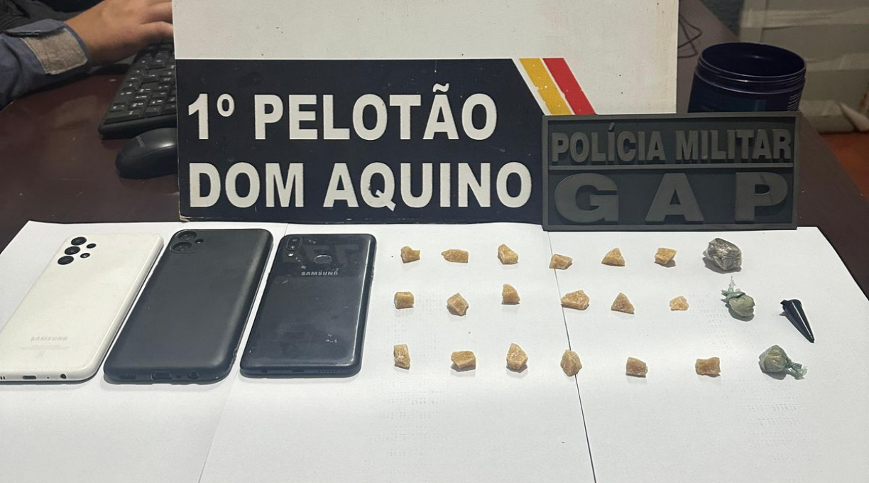 Tirocínio policial do GAP resulta na prisão de uma mulher e de um homem por tráfico de drogas em Dom Aquino 1