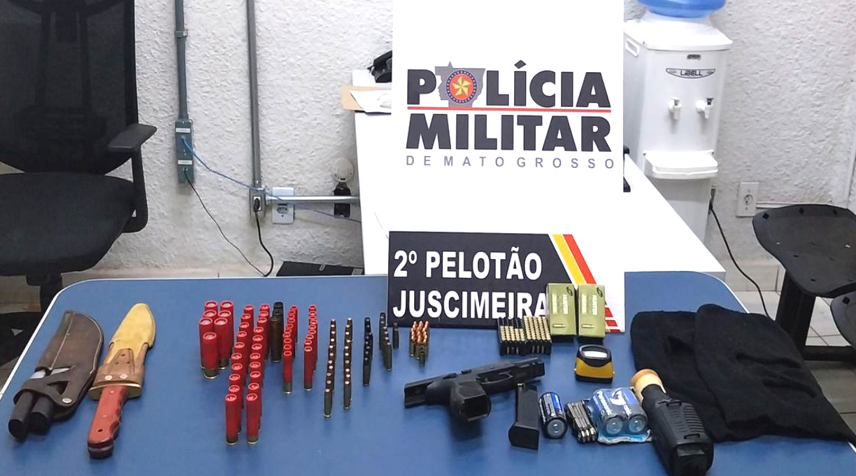 Mulher é presa pela PM durante barreira policial em Juscimeira com arma de fogo e dezenas de munições 1