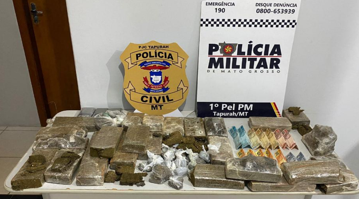 Polícias Militar e Civil prendem dupla e apreendem adolescente com 12 quilos de maconha em Tapurah 1