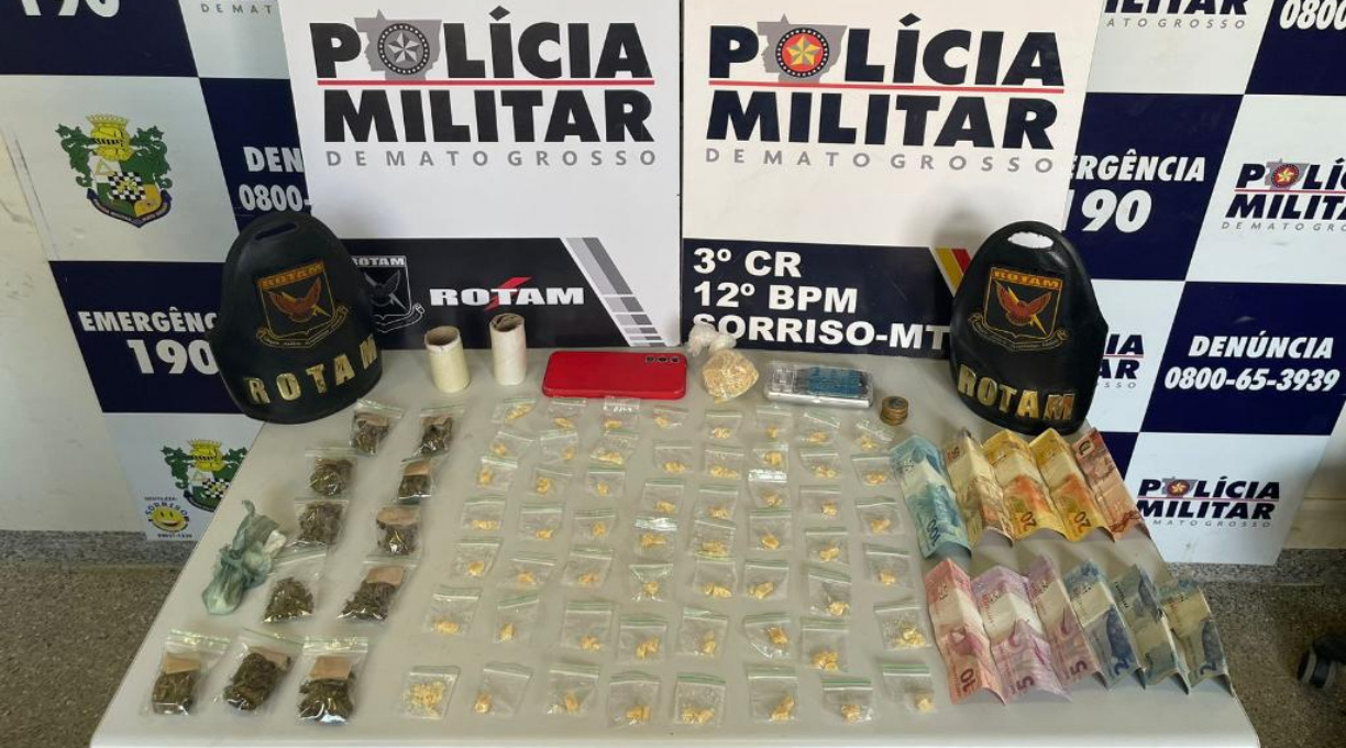 Rotam prende homem com porções de maconha e pasta base de cocaína em Sorriso 1