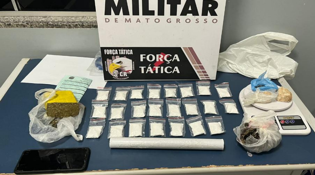 Polícia Militar conduz duas pessoas em flagrante por tráfico de drogas em Sinop 1