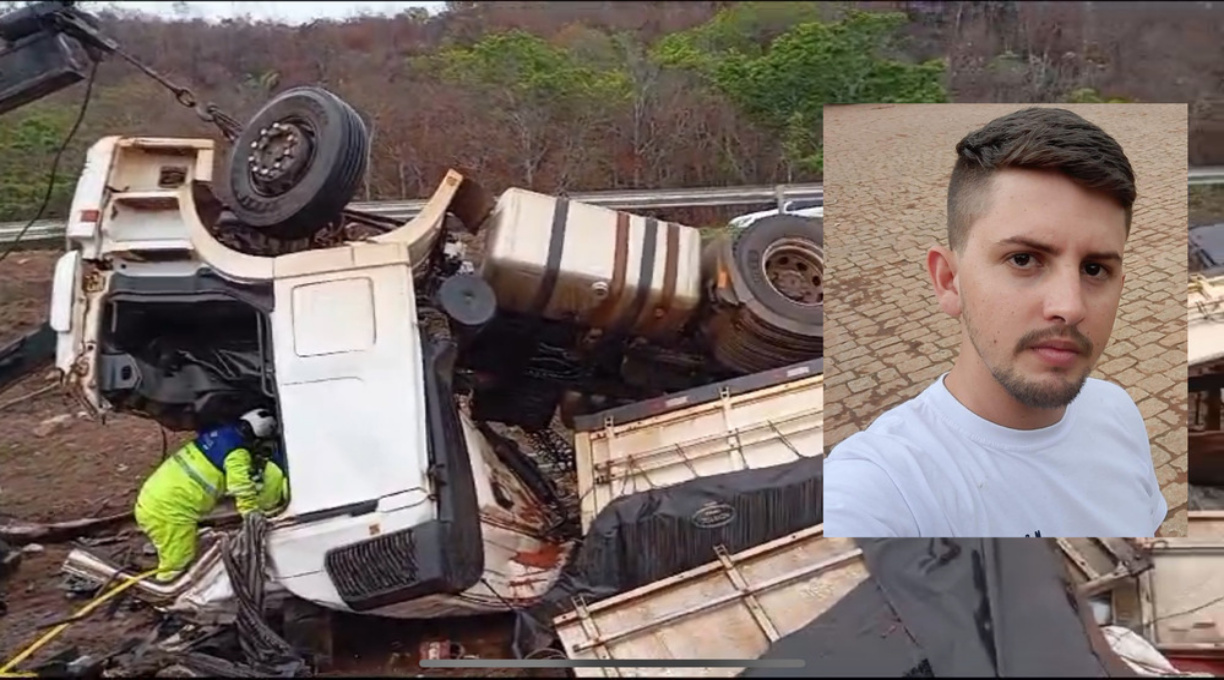 Devido a uma possível perda de freio, carreta tomba e o motorista, de 28 anos, morre preso às ferragens 1