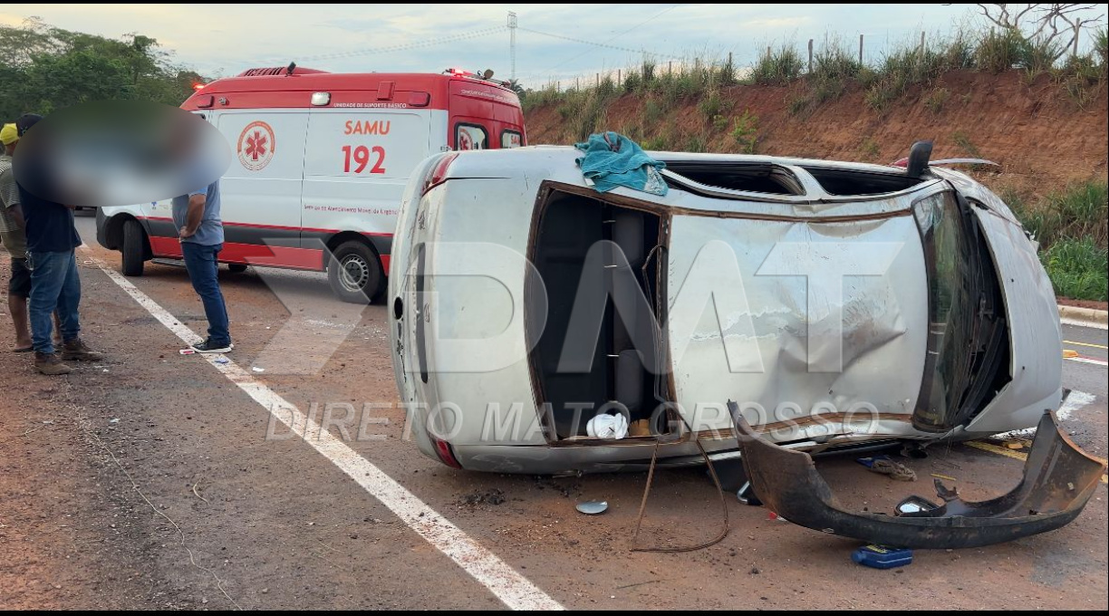 Carro capota na MT - 383 em Rondonópolis e motorista de 57 anos fica gravemente ferido 1