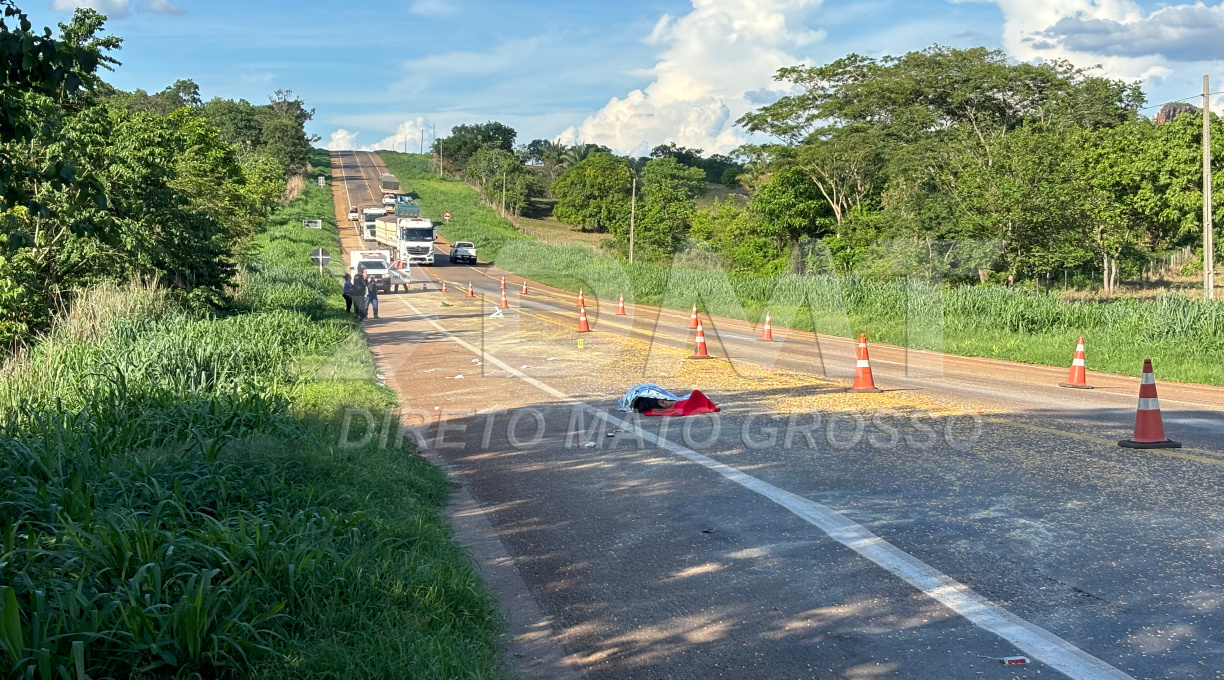 Idoso perde a vida na MT-130, região de Rondonópolis, ao ser atropelado por um caminhão gaiola 1