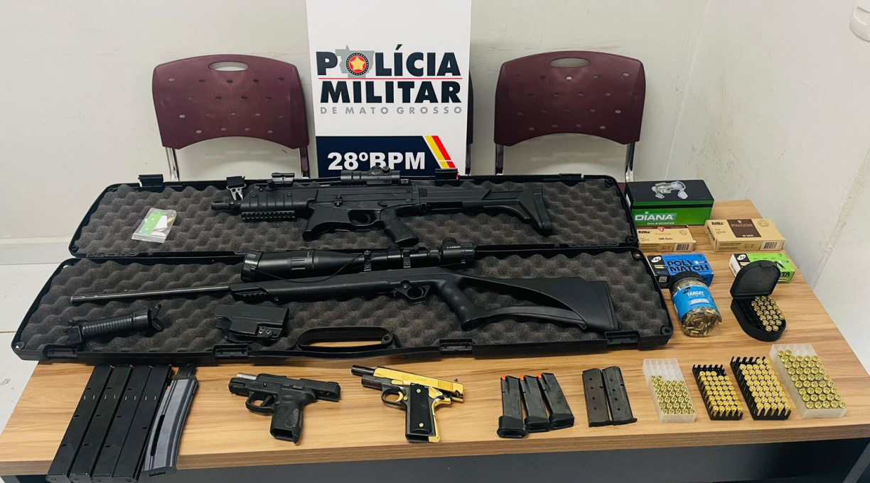 Após denúncia, militares do 28º BPM apreenderam um arsenal de armas em Jaciara 1