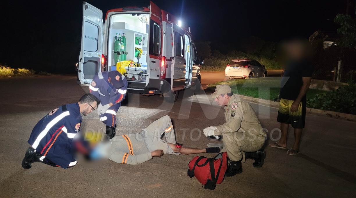 Homem fica ferido em acidente entre carro e motocicleta no Distrito Industrial Vetorasso 1