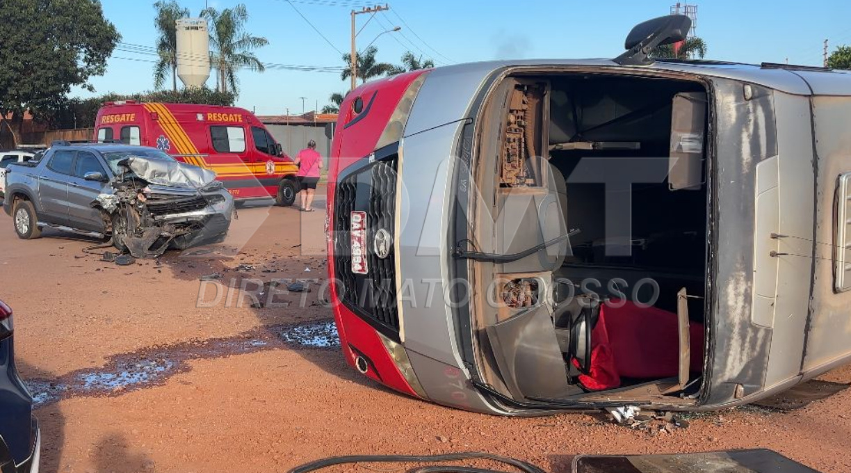 Motorista sofre fratura exposta na mão durante colisão seguida de tombamento em Rondonópolis 1