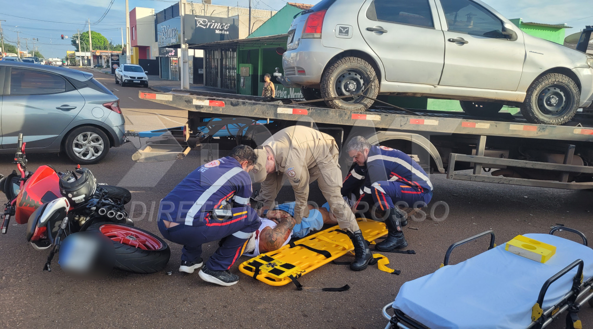 Motociclista é socorrido ao Hospital Regional após colisão com caminhão guincho no Monte Líbano 1